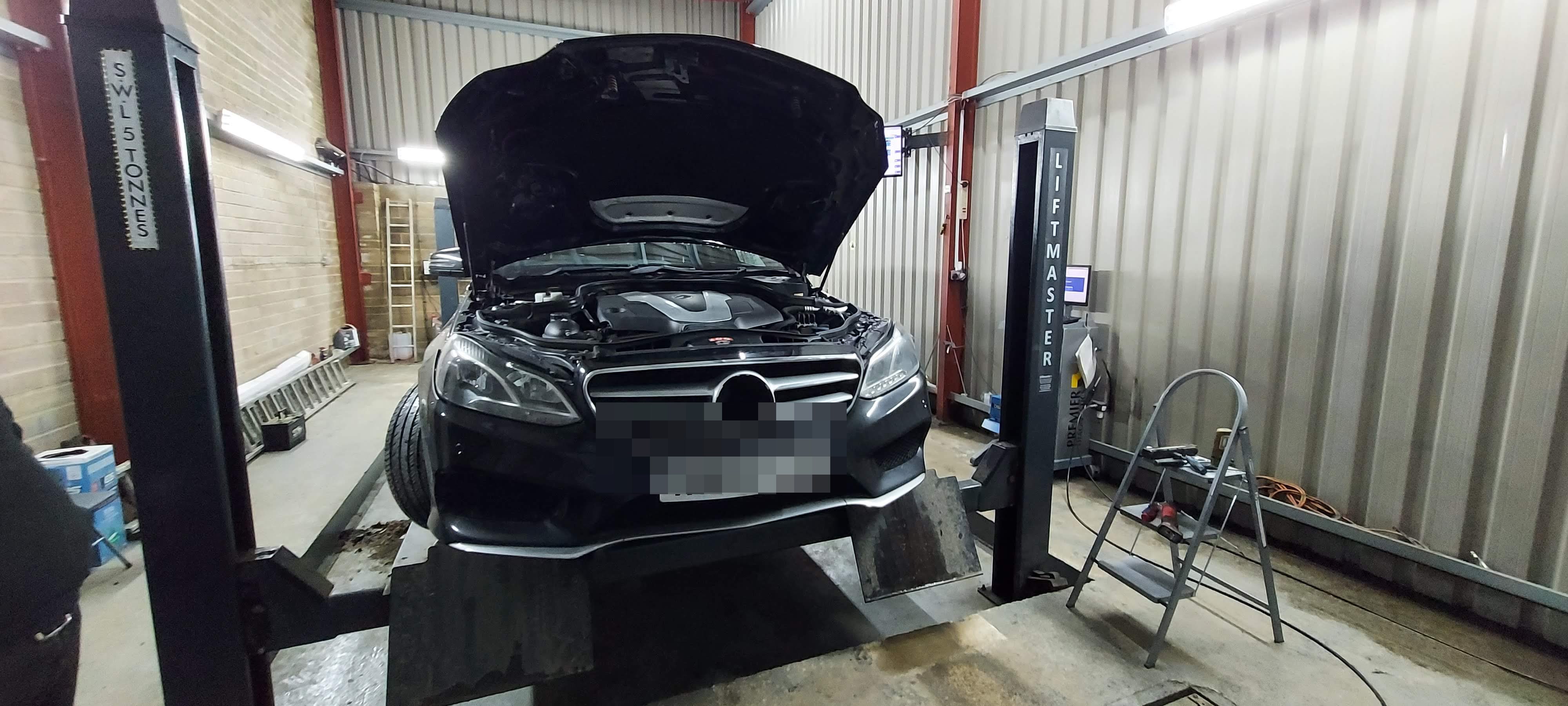 Mercedes in for servicing