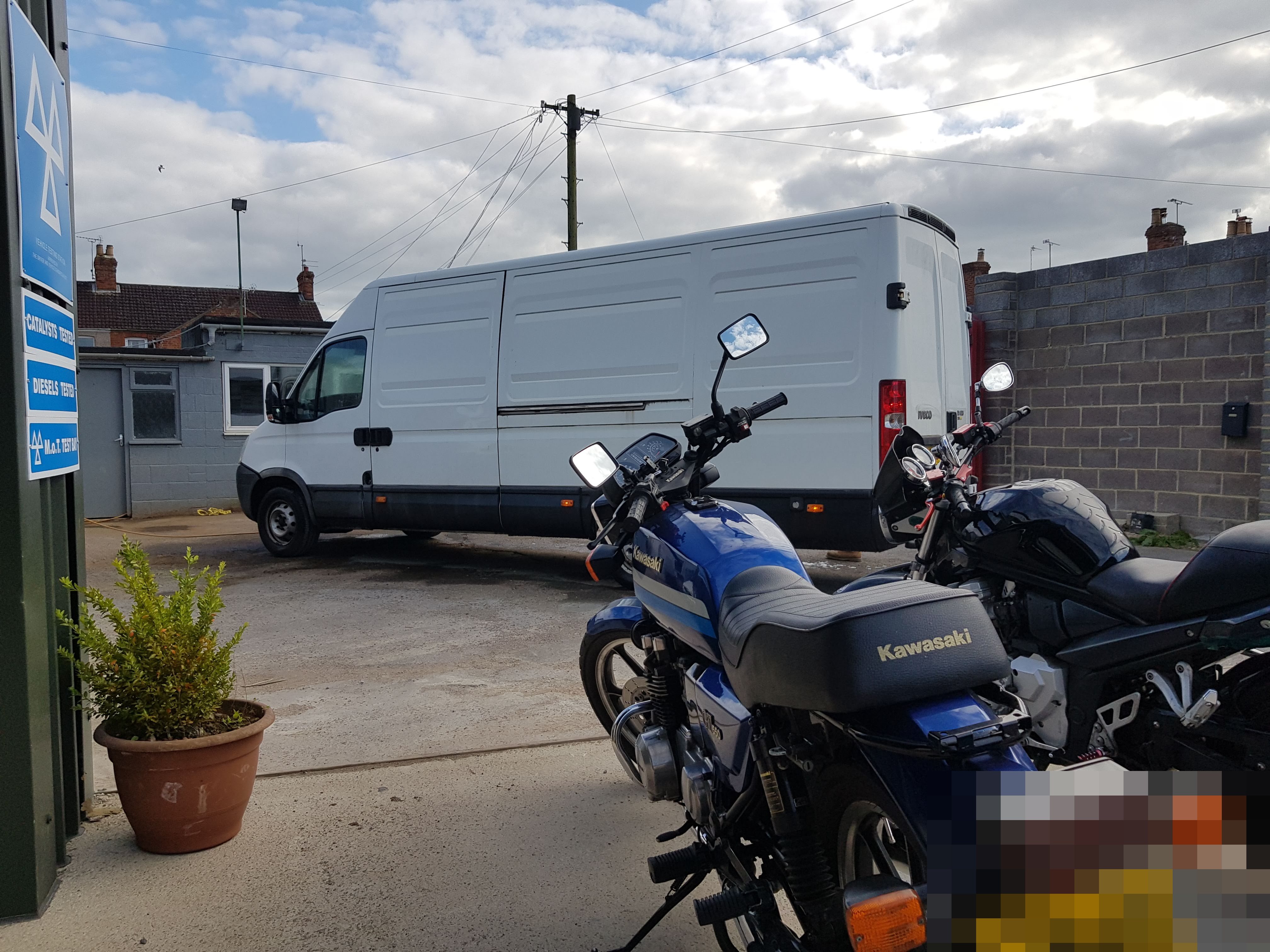 Motorcycles in for MOT — ride-in, ride-out